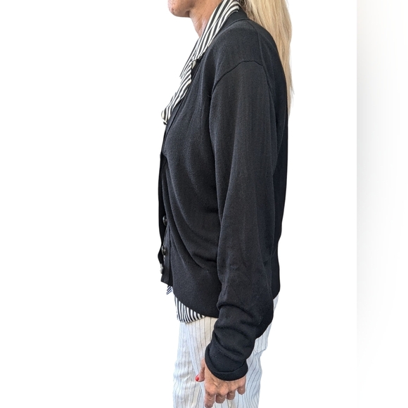 J.Crew Black Cotton Viscose Button Front Cardigan Sweater Size L Classic - Picture 6 of 12